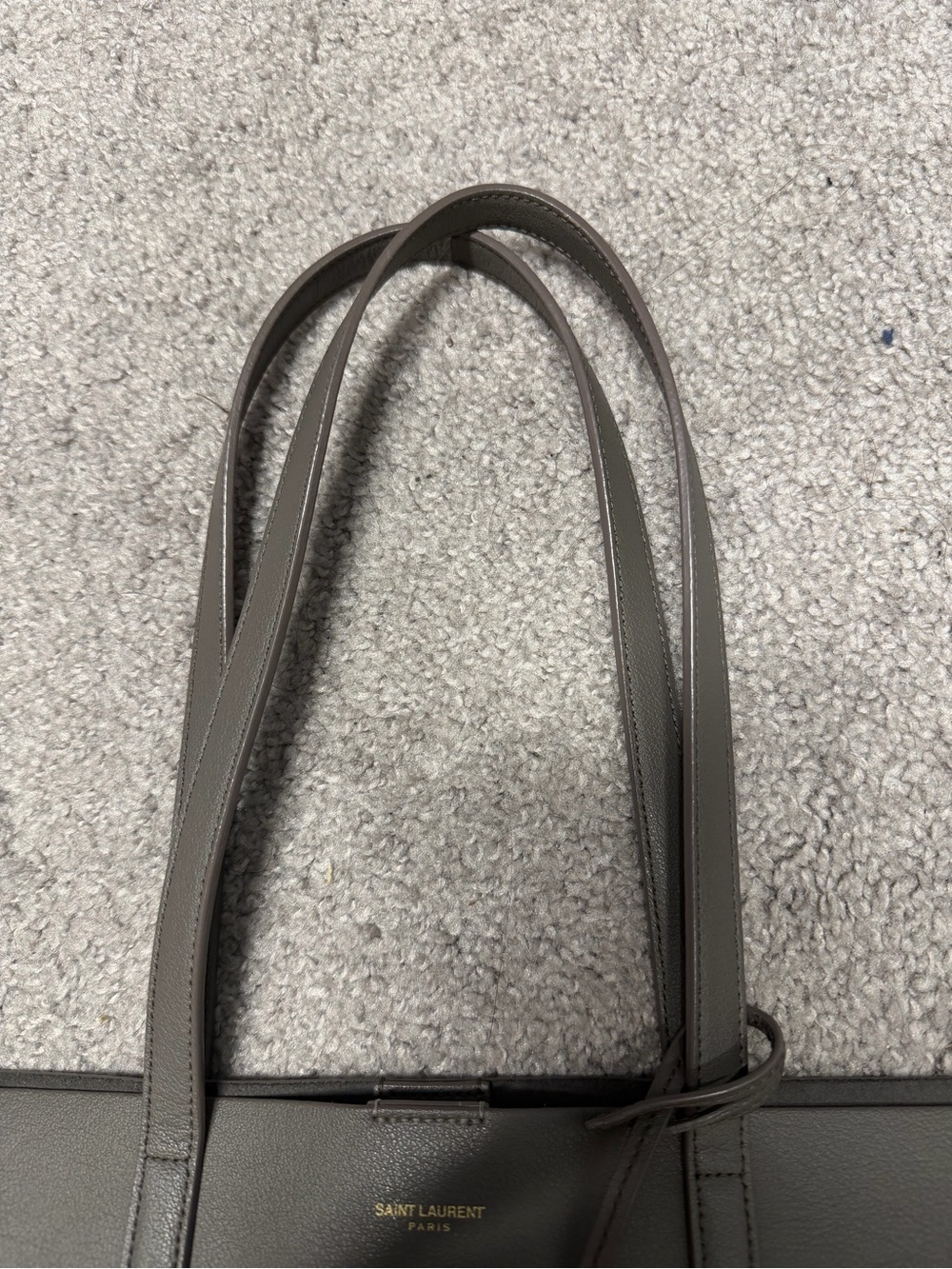 Saint Laurent Grey Leather Tote with Gold YSL Charm - Picture 13 of 15